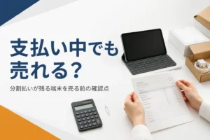分割払いの明細を確かめながら売る準備をするタブレット