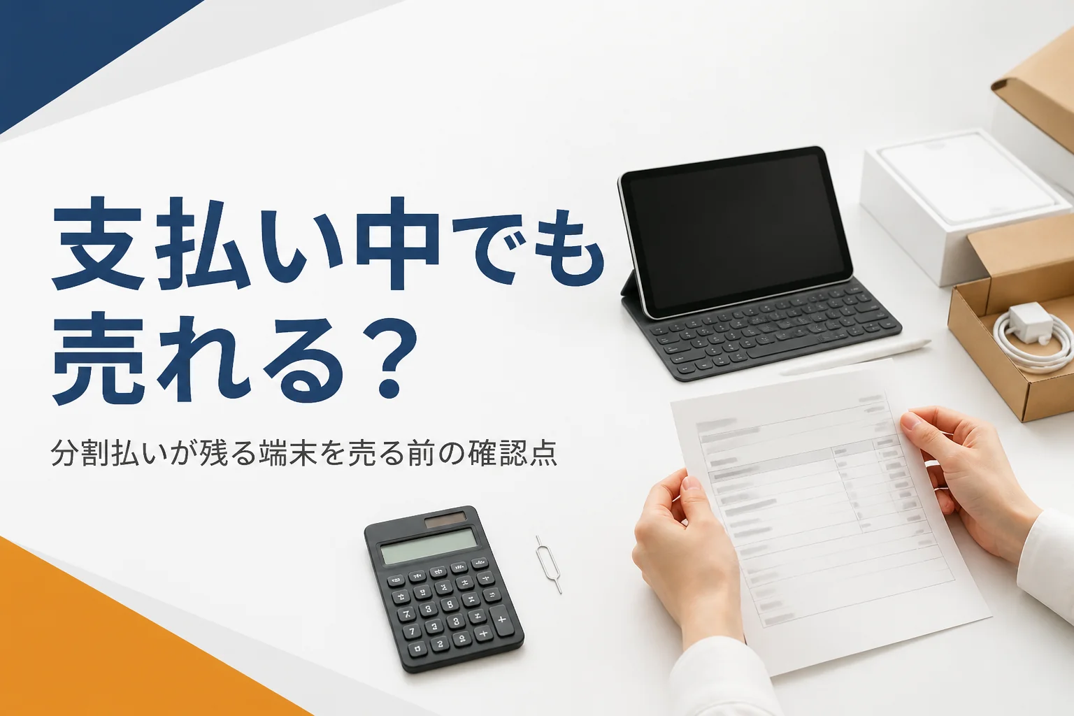 分割払いの明細を確かめながら売る準備をするタブレット