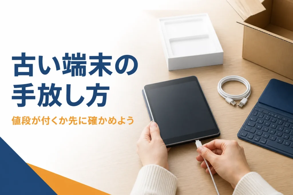 棚から出てきた古い小型タブレットを充電して確かめる手元