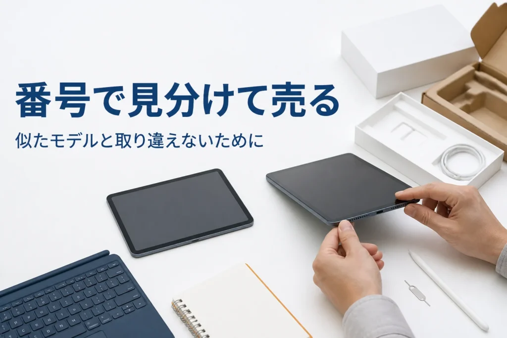 よく似た2台の小型タブレットを見比べる手元