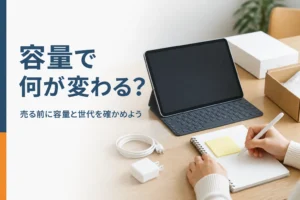 容量を確かめて買取の準備をするタブレット
