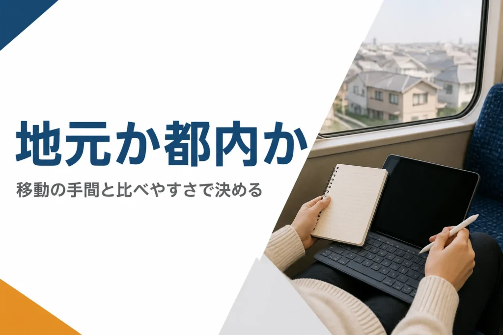 電車の中でタブレットとメモを見比べる手元