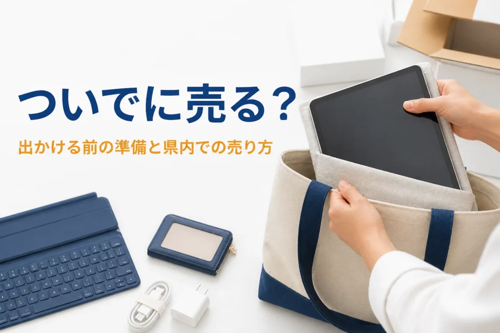 布に包んだタブレットをバッグに入れる手元