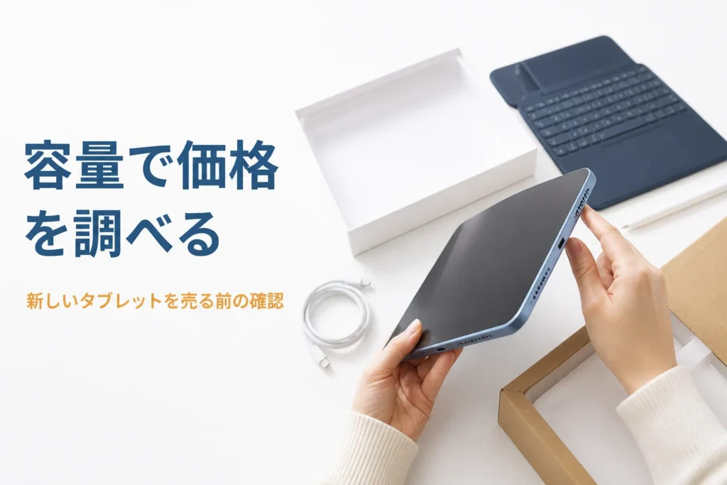 新しいタブレットと元箱、充電ケーブル