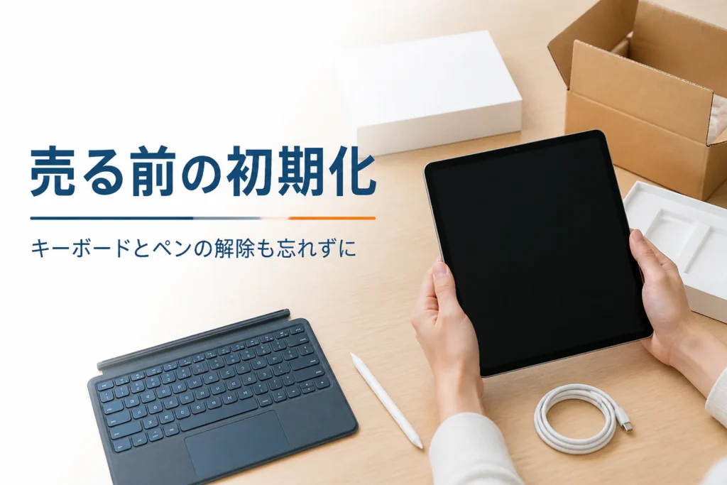 初期化前のタブレットとキーボードカバー、タッチペン