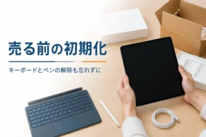 初期化前のタブレットとキーボードカバー、タッチペン