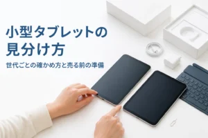 小型タブレットの側面を確かめる手元とSIMピン
