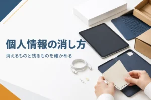 ケースを外したタブレットと挟んであったメモ、SIMカード