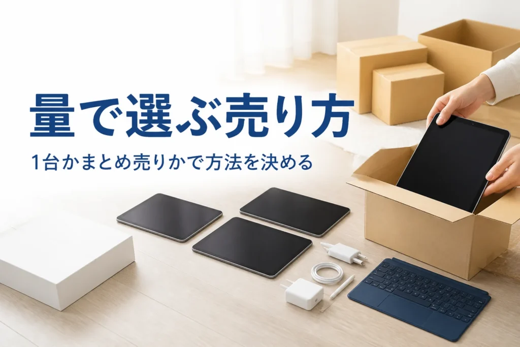 まとめて売るタブレットと梱包用の箱