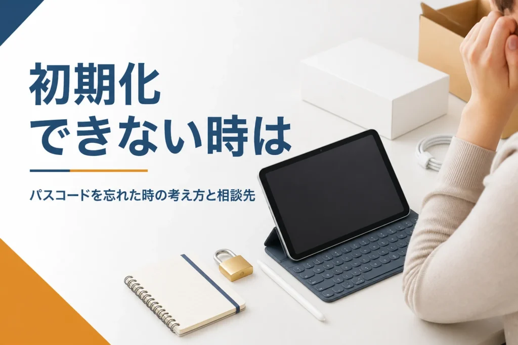 ロックのかかったタブレットと南京錠の小物