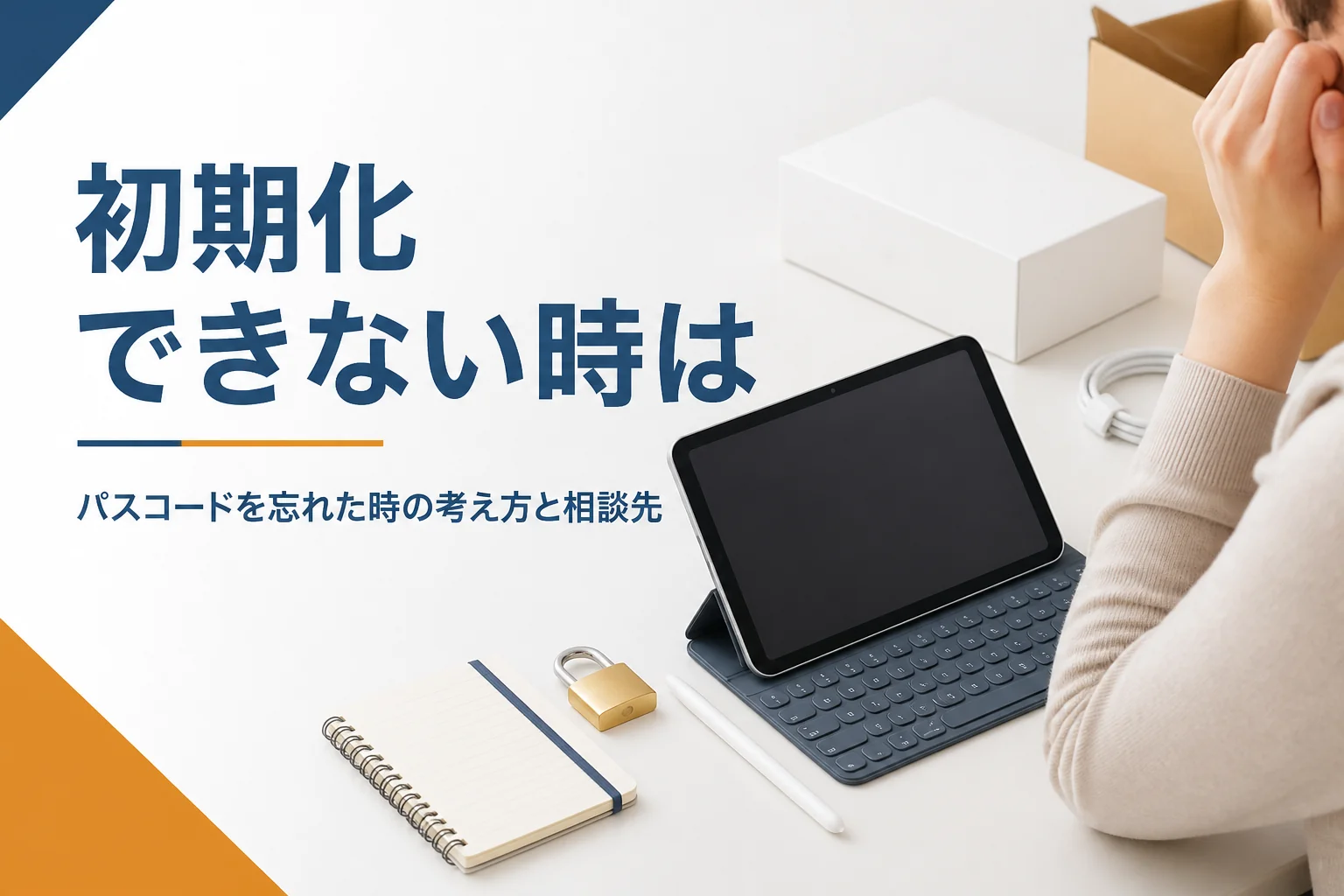 ロックのかかったタブレットと南京錠の小物