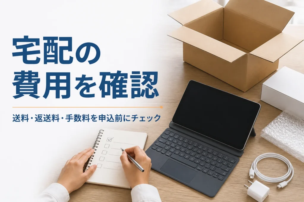 宅配買取の費用を確かめながら梱包の準備をする様子