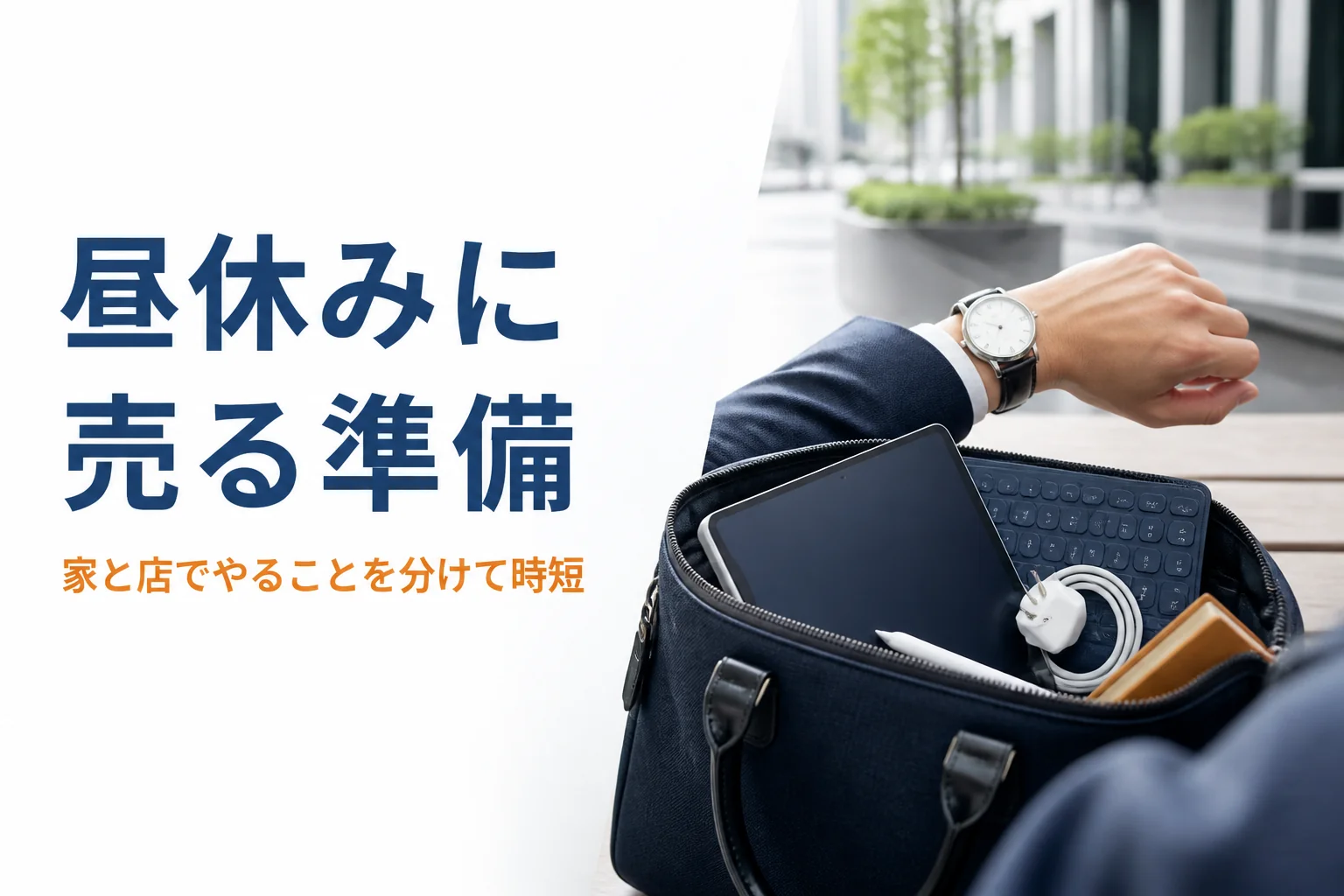 仕事の合間に売るタブレットと持ち物