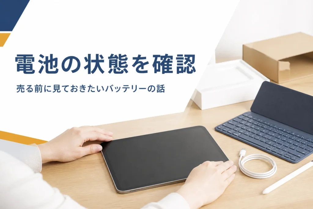 バッテリーの状態を確かめるタブレット