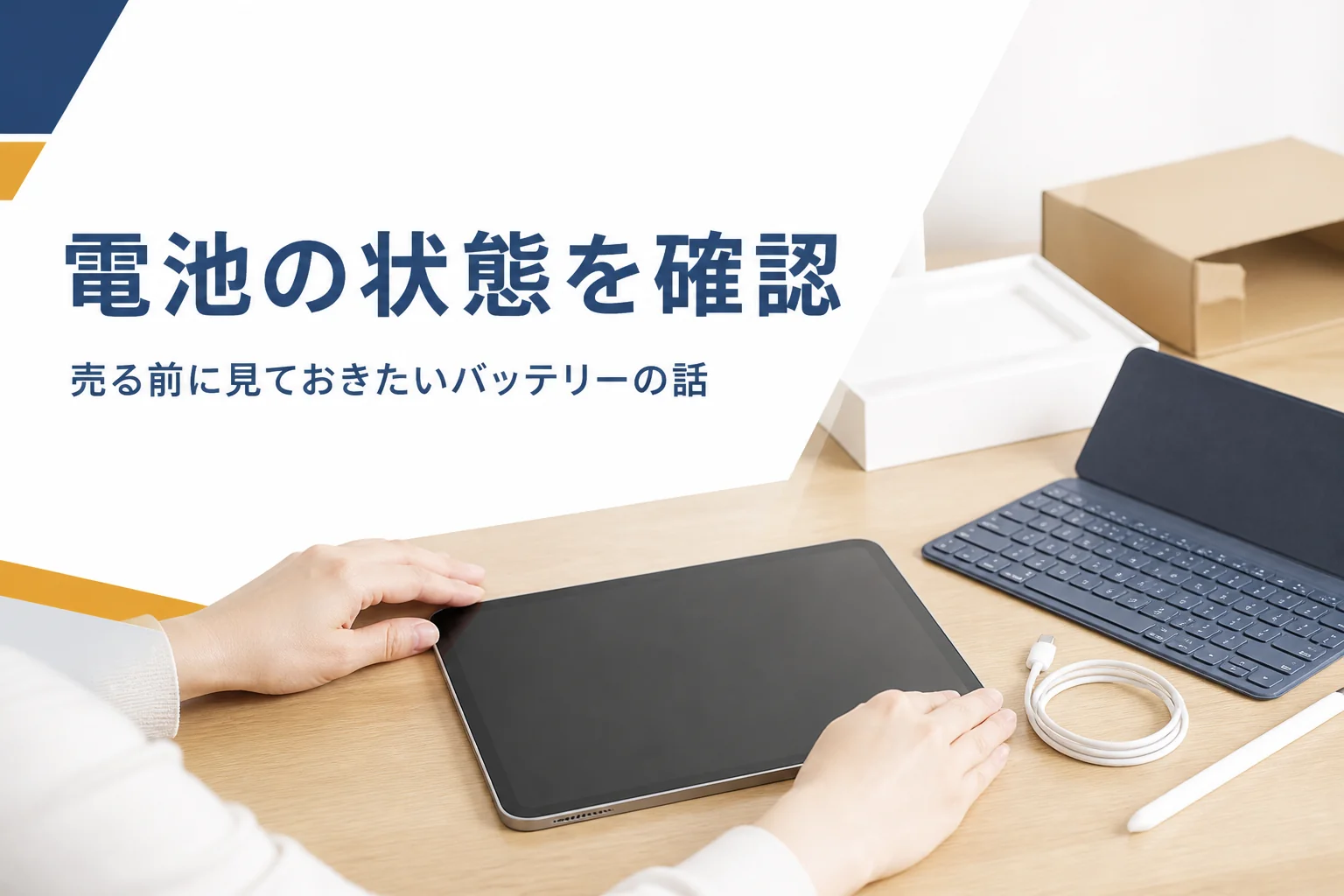 バッテリーの状態を確かめるタブレット
