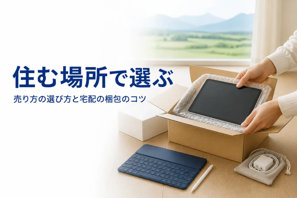 宅配買取のためにタブレットを梱包する様子