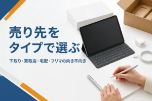 タブレットの売り先を比べて選ぶ様子