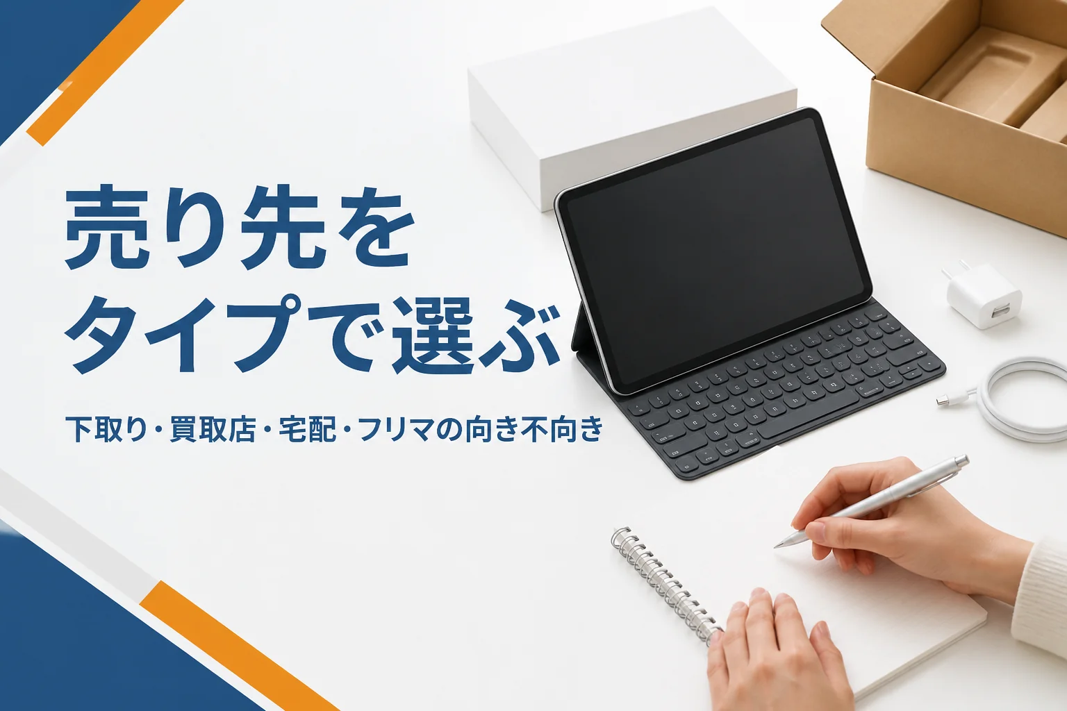 タブレットの売り先を比べて選ぶ様子